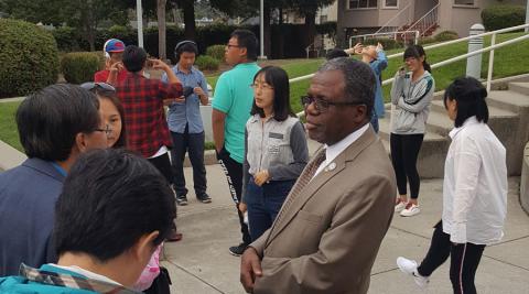 PCCD Chancellor La Guerre visiting Ningbo City College and Beijing Economic Management School students